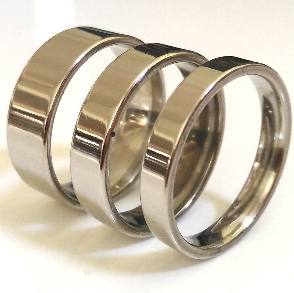Wholesale 100 Mix Of 4mm 6mm 8mm Comfort-fit Silver Stainless Steel Band Rings