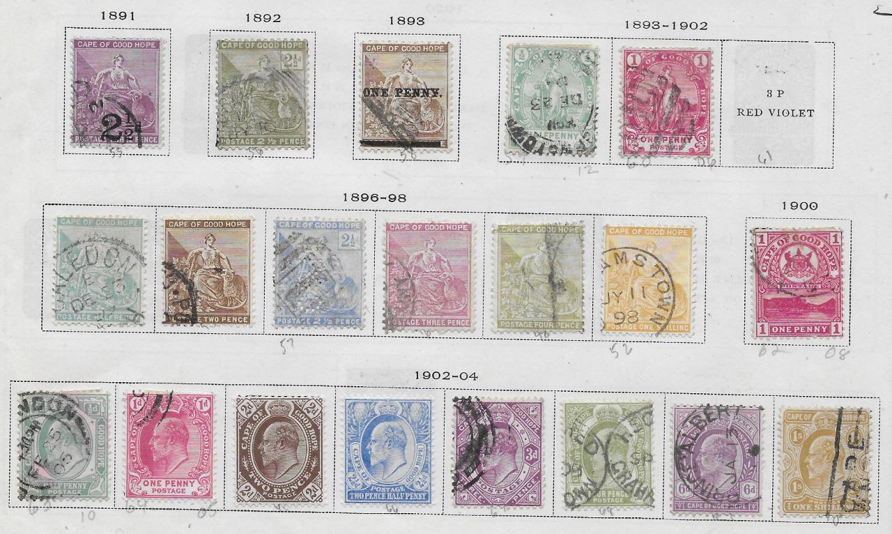 20 Cape Of Good Hope Stamps From Quality Old Antique Album 1891-1904