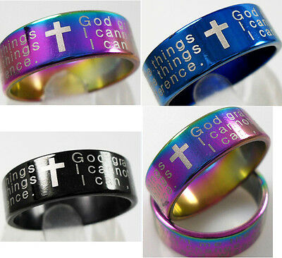 18x Serenity Prayer English Text Stainless Steel Rings Jewelry Lots Wholesale