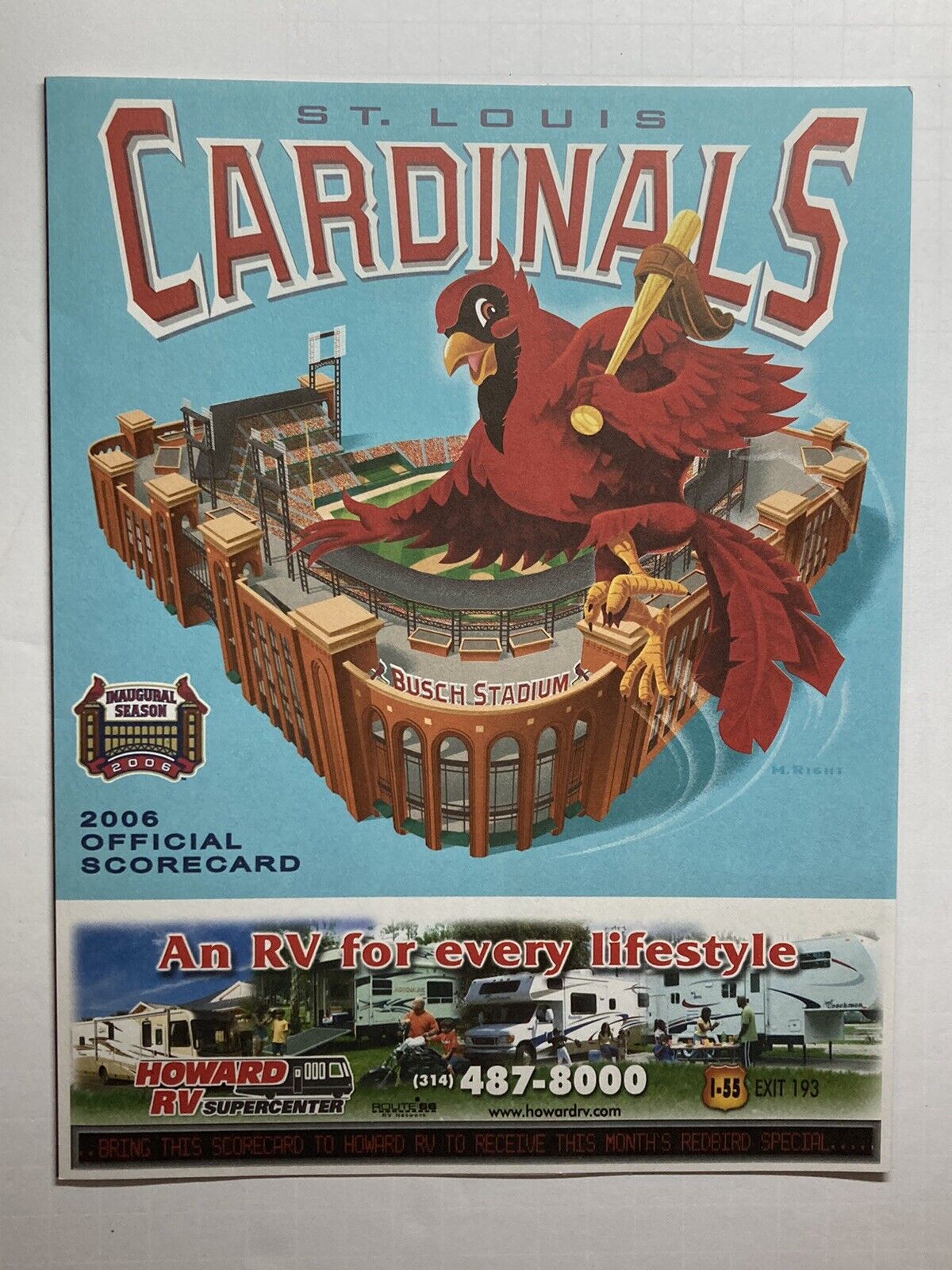 Unmarked 2006 St. Louis Cardinals Scorecard - Inaugural Season New Busch Stadium