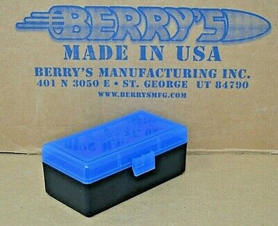 9mm /.380 Plastic Storage Ammo Boxes (blue / Black) Berry's Mfg