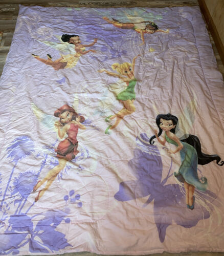 Rare Disney Fairies Light Up Cotton Rich Comforter Twin/full 72x86
