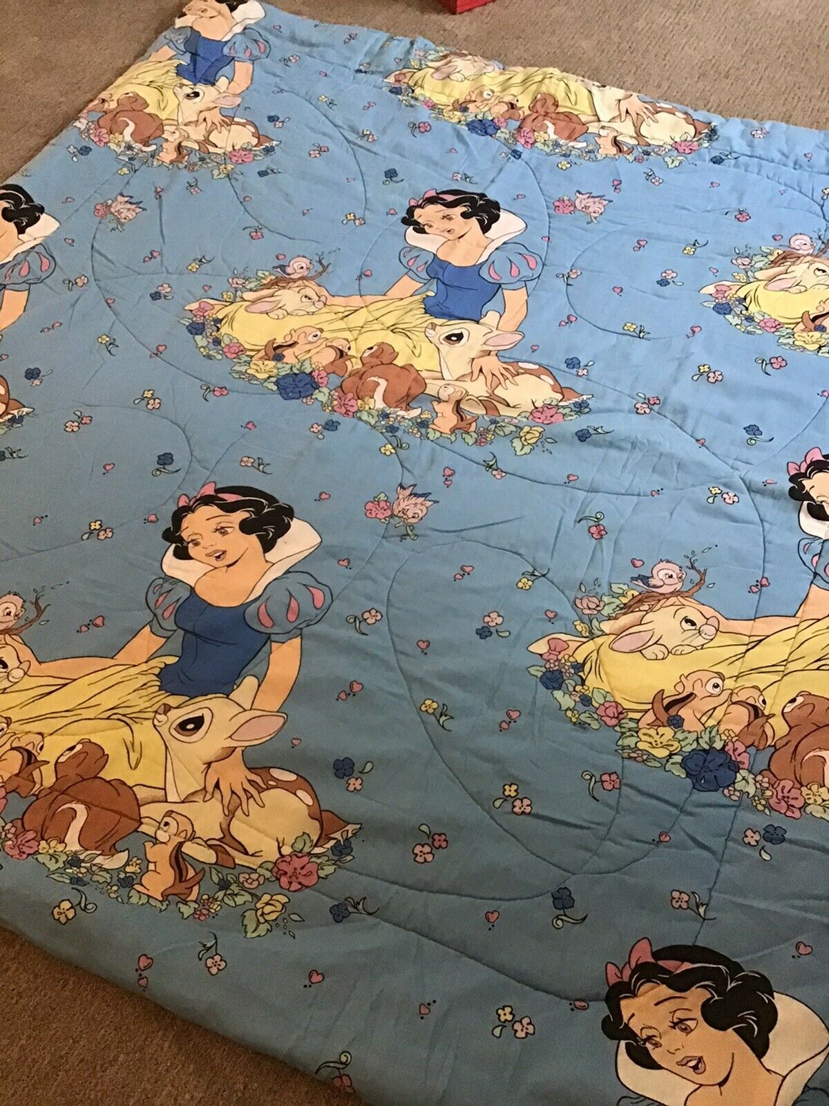 Vintage Disney Snow White Seven Dwarves Twin Comforter Reversible Blanket