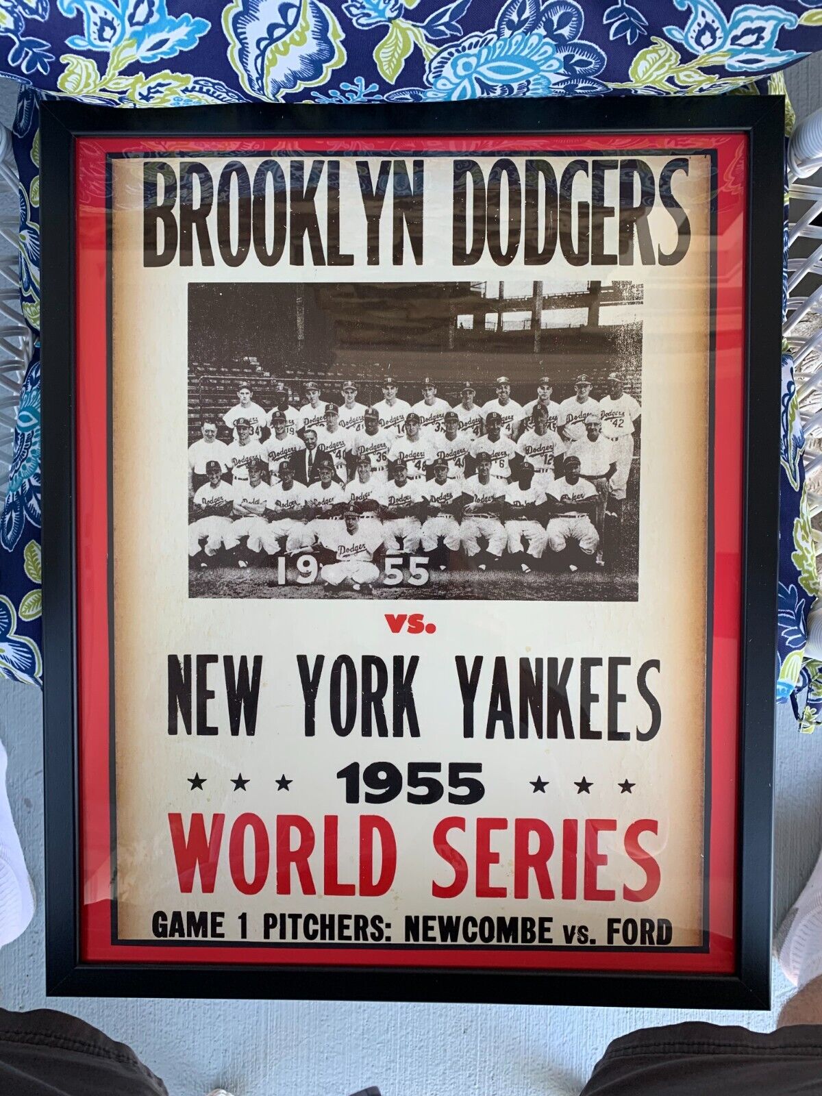 Beautiful Framed Brooklyn Dodgers Vs. New York Yankees 1955 World Series Poster