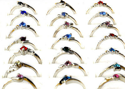 30pcs Wholesale Lots Fashion Jewelry Crystal Cz Rhinestone Silver Plate Rings
