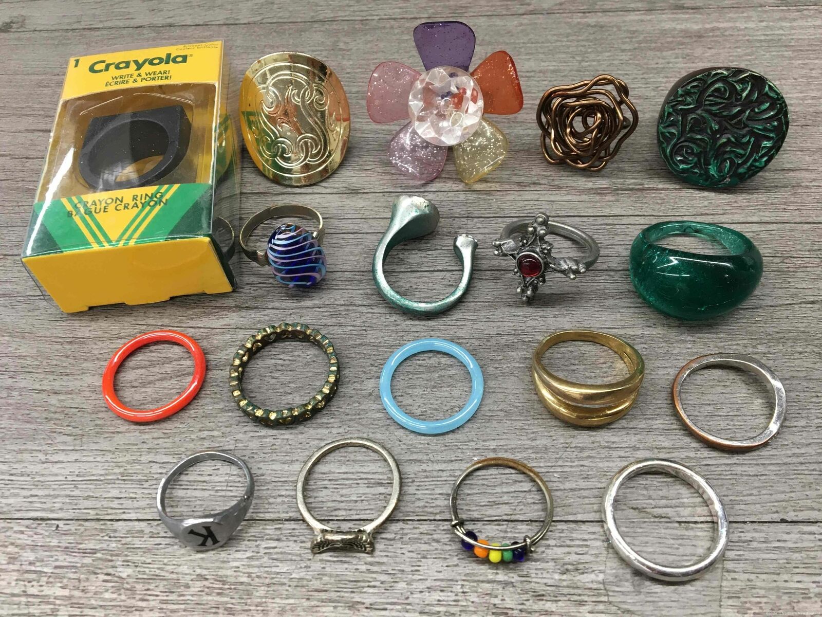 Costume Jewelry Rings Lot Crayola Sparkle Flower
