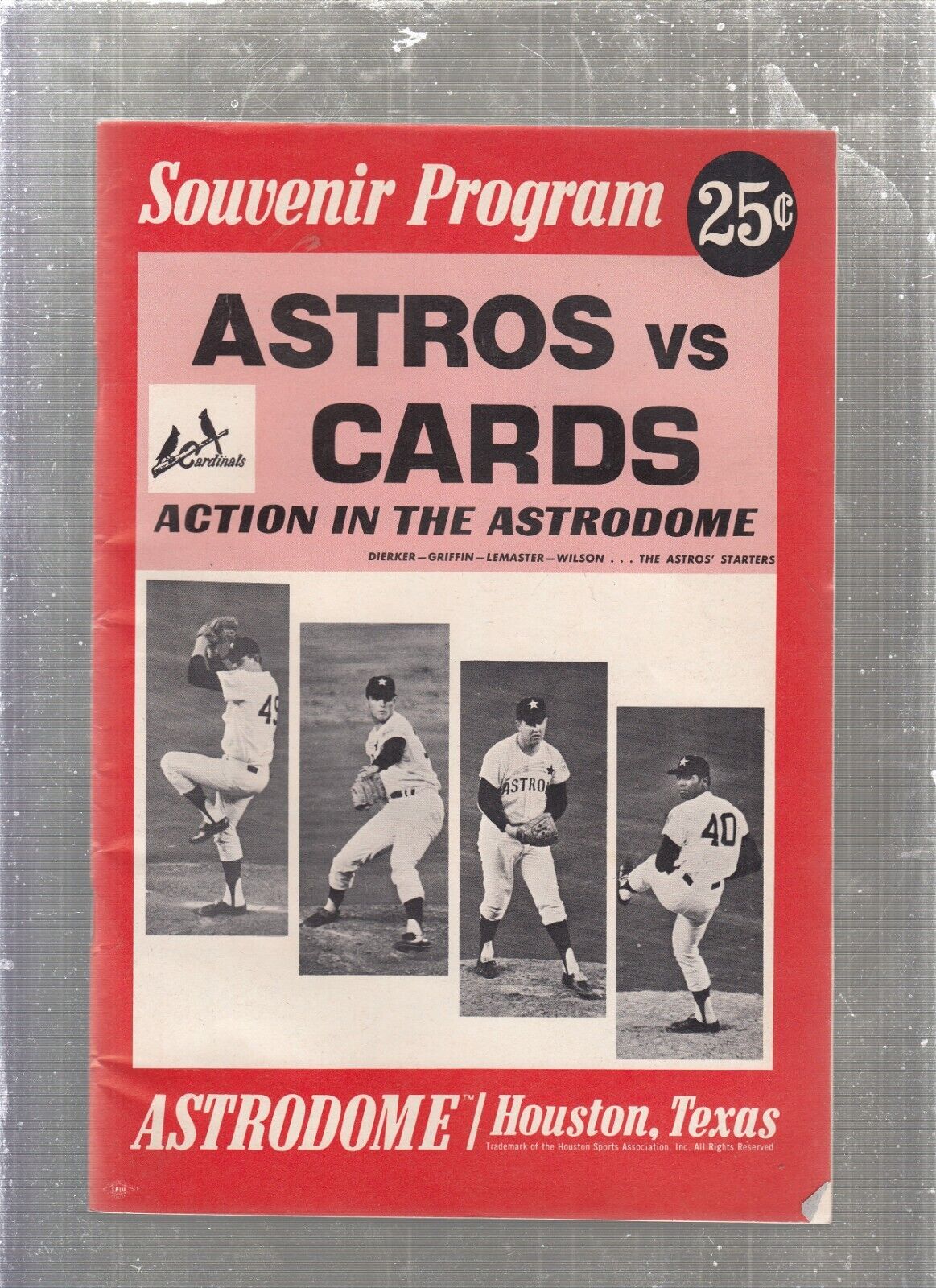 1969 Houston Astros Program/scorecard Book From Astrodome Vs.cardinals